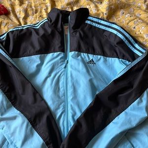 Black and blue zip up adidas wind breaker